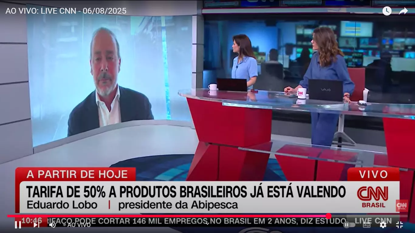 CRISE NO PESCADO  ][ Tarifaço de Trump ameaça milhares de famílias no Brasil, diz Eduardo Lobo à CNN
